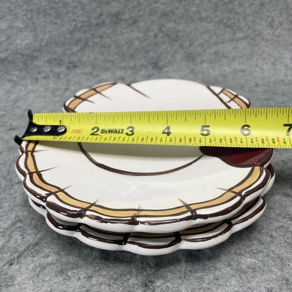 Pottery Barn Thanksgiving Gobble Turkey 7" Dessert Bread Dinner Plate Saucer (2) - Picture 4 of 4